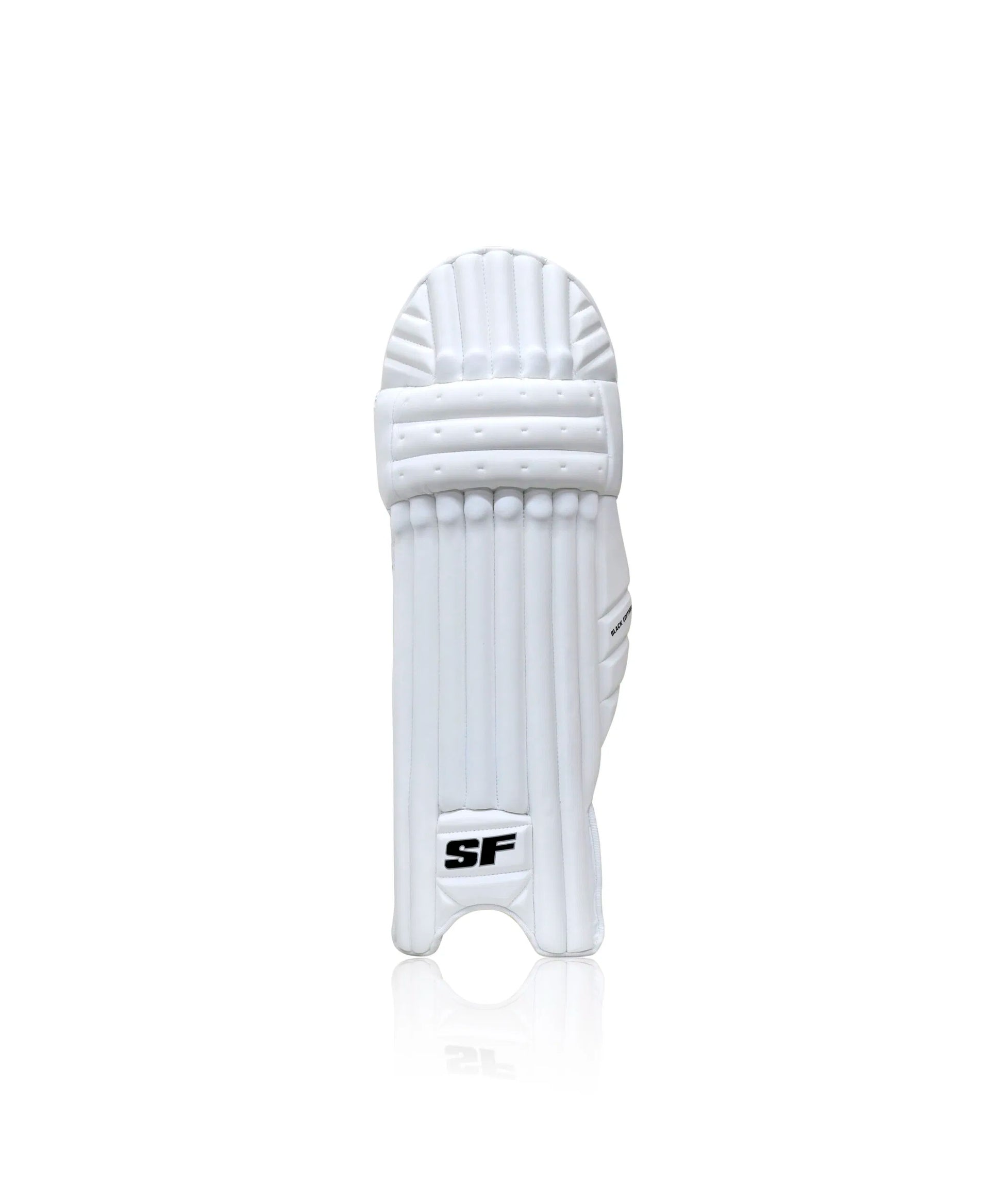 Cric Studio Canada SF Black Edition batting legguard with padded front and adjustable straps, protective cricket equipment.