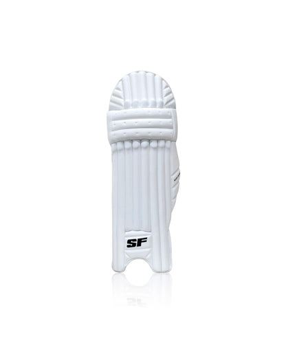 Cric Studio Canada SF Black Edition batting legguard with padded front and adjustable straps, protective cricket equipment.