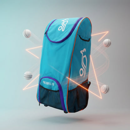 Cric Studio Canada Kookaburra Kit Bag KB PRO Duffle Jr, navy blue cricket kitbag with handles and zip closure, designed for young players.