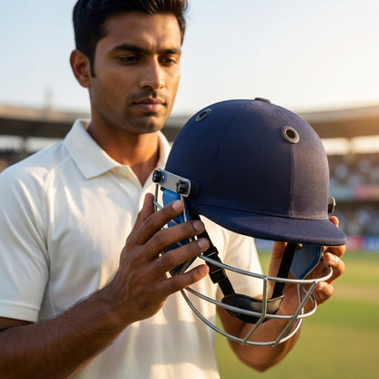 SS Helmet Matrix Junior cricket helmet with protective grille and adjustable straps, designed for young cricketers.