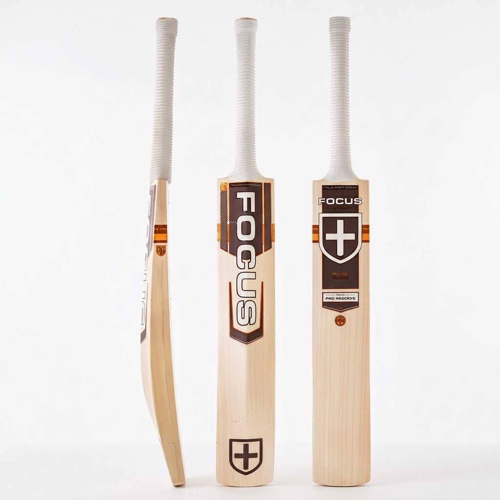 Cricket bat from Cric Studio Canada, Focus Rival Performance English Willow Bat with a sturdy handle and polished blade.