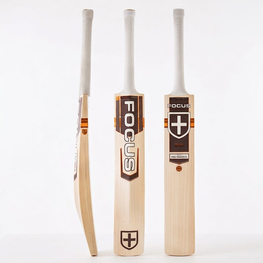 Cricket bat from Cric Studio Canada, Focus Rival Performance English Willow Bat with a sturdy handle and polished blade.