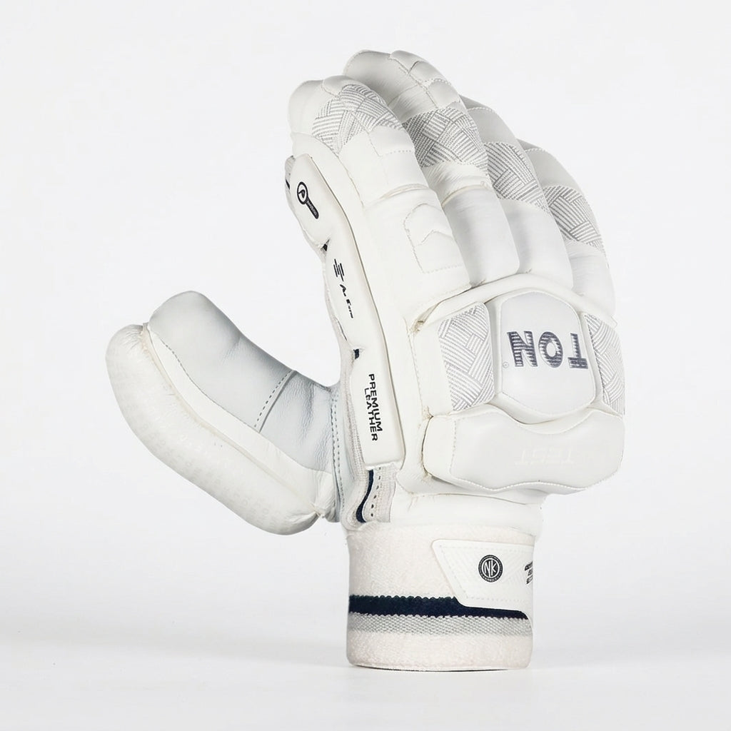 Cric Studio Canada SS TON Test New Batting Gloves with padded palms and adjustable wrist straps for cricket players.