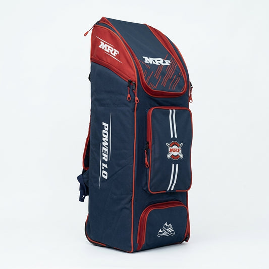 Cric Studio Canada MRF Power 1.0 kitbag with multiple compartments and shoulder straps, designed for cricket gear storage.