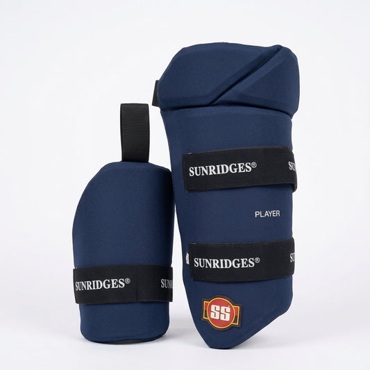 Cric Studio Canada SS Players Combo Thigh Guard with padded protection, black and white design, for cricket batting safety