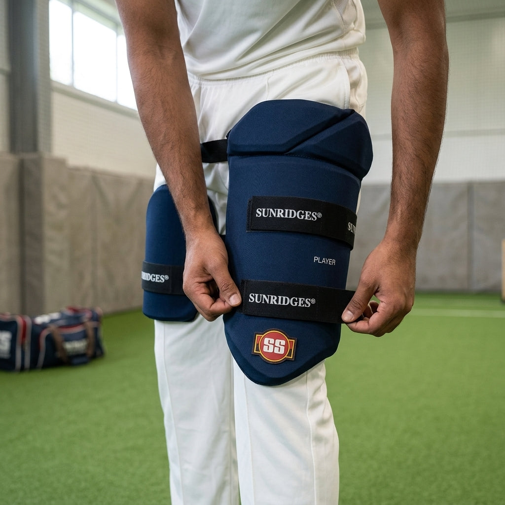 Cric Studio Canada SS Players Combo thigh guard with protective padding, designed for cricket players' leg protection.