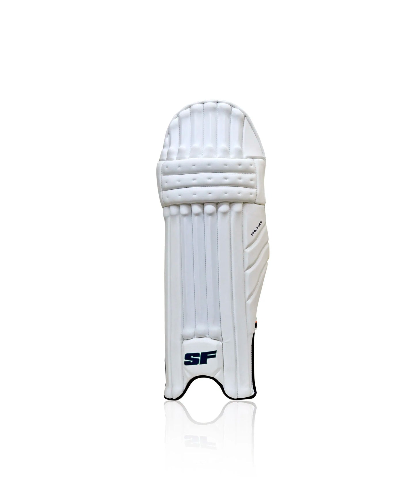 Cric Studio Canada SF Power Bow 7 batting legguards, front view showing protective padding and adjustable straps.