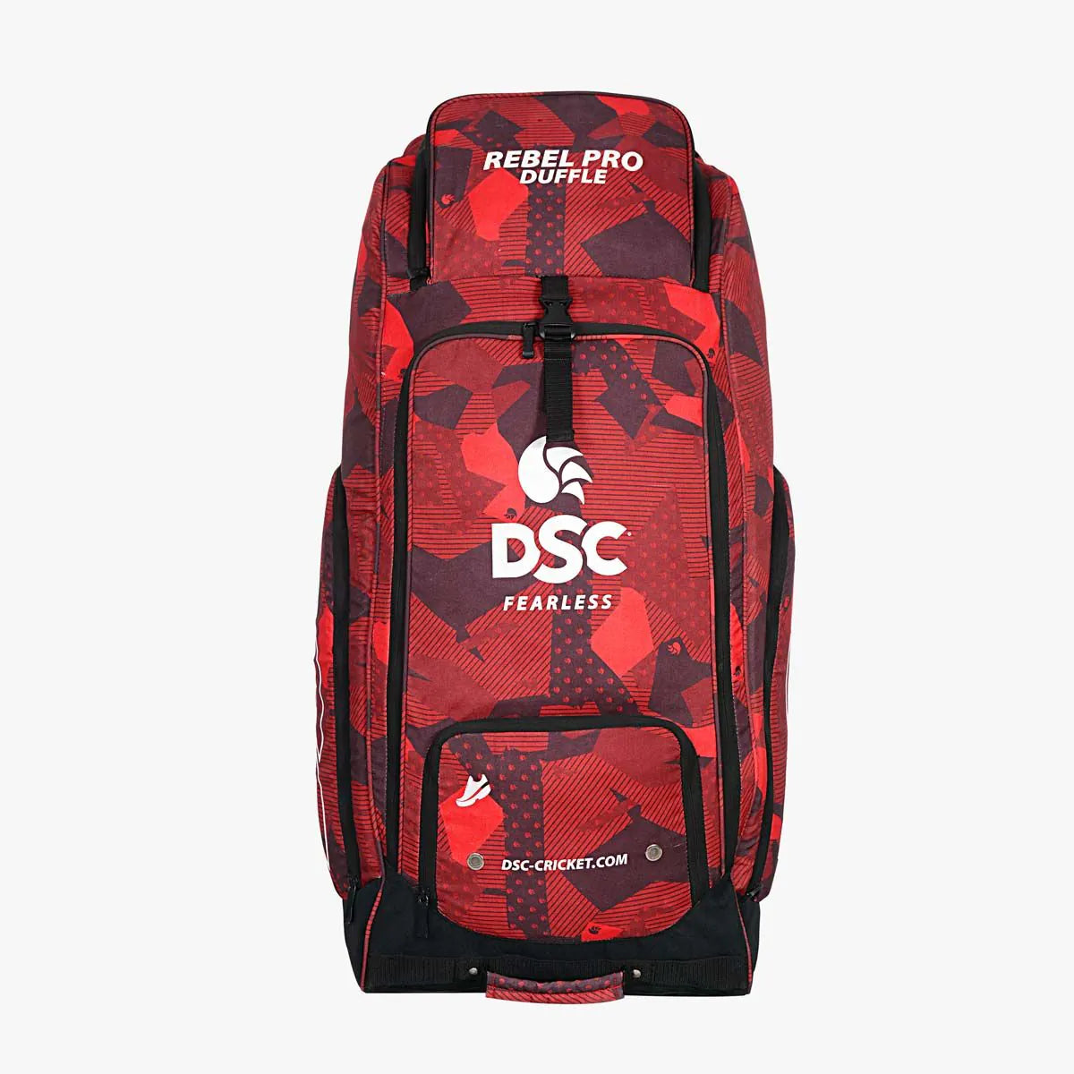 Cric Studio Canada DSC Rebel Pro kitbag duffle bag in black with handles and shoulder strap, designed for sports gear storage