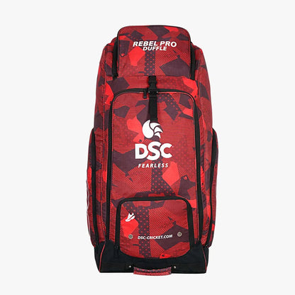 Cric Studio Canada DSC Rebel Pro kitbag duffle bag in black with handles and shoulder strap, designed for sports gear storage