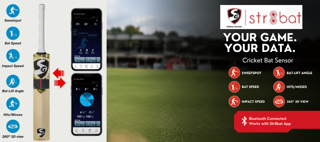SG Str8bat Cricket Bat Sensor homepage banner