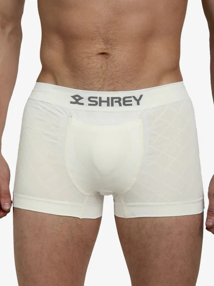 Navy blue Shrey athletic supporter trunks by Cric Studio Canada, designed for sports support and comfort.