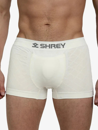 Navy blue Shrey athletic supporter briefs designed for cricket, featuring supportive fit and comfortable, breathable fabric.