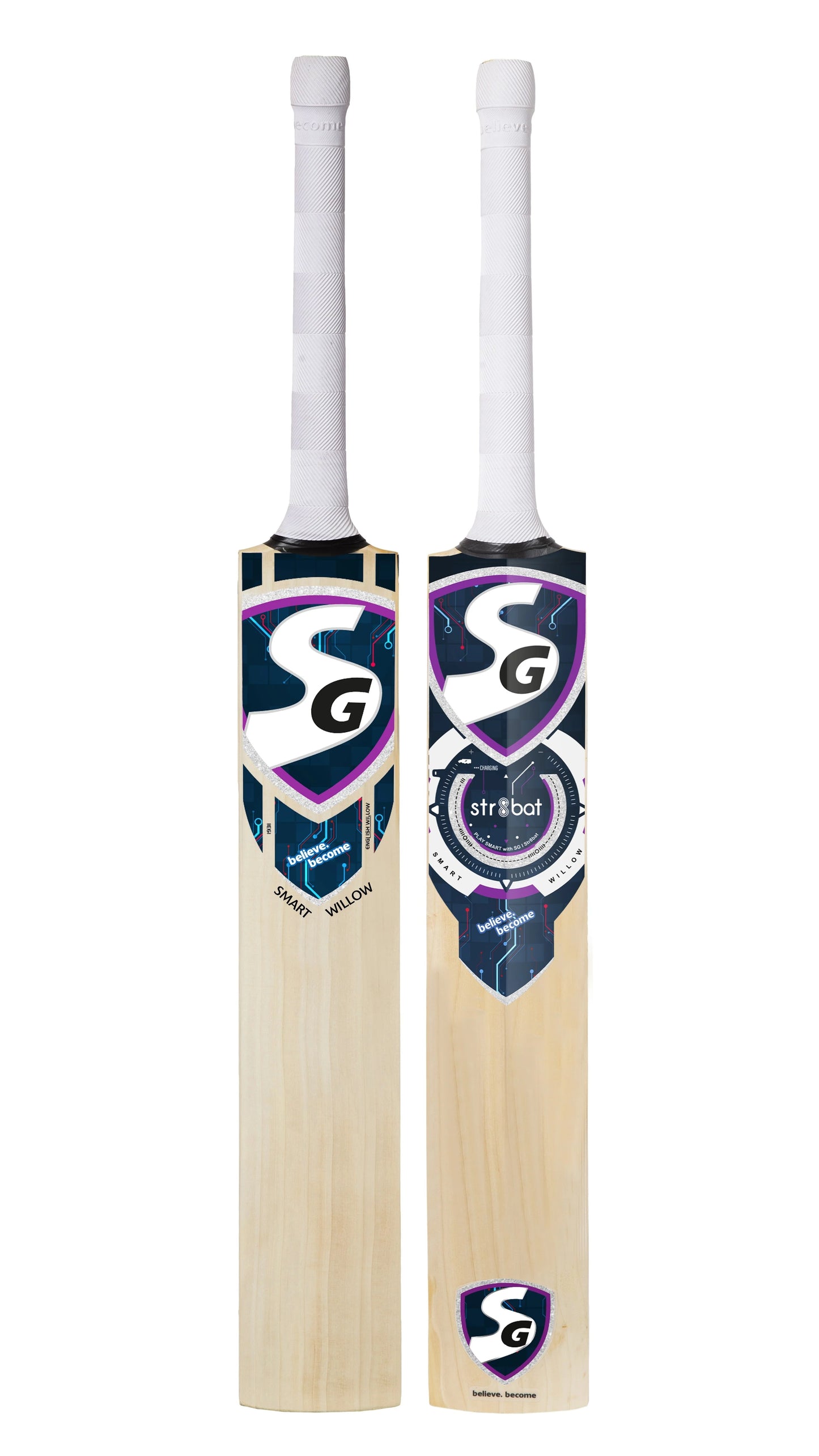Cric Studio Canada SG Smart Willow SH English Willow Cricket Bat displayed with a smooth wooden surface and traditional handle design.