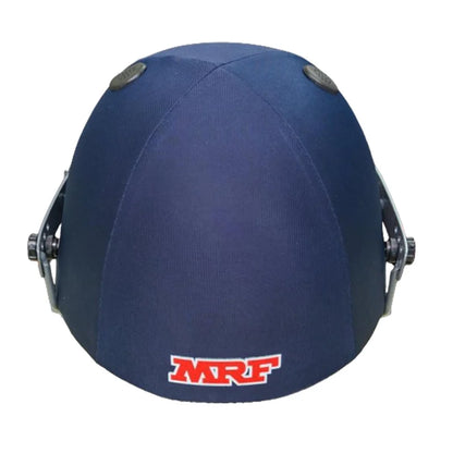 Plain black MRF Prodigy helmet with skull design, featuring a smooth surface and adjustable strap for cricket safety.
