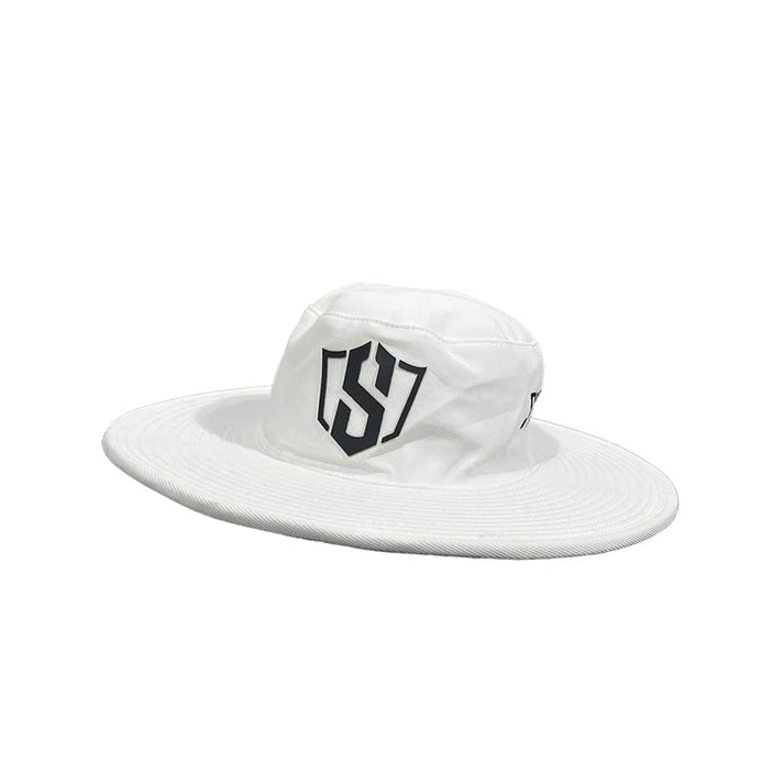 White Swar Round Hat by Cric Studio Canada, a stylish accessory with a smooth round design and comfortable fit.